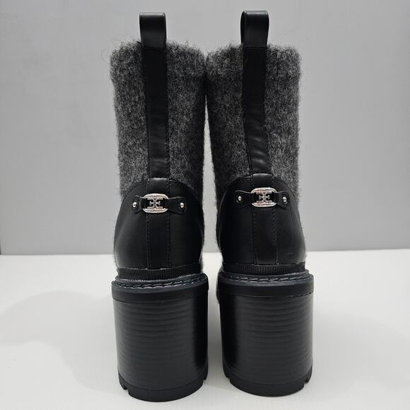 NEW Sam Edelman Rozanna Ankle Boot Women 9 Charcoal Gray Sweater Knit Block Heel - Picture 8 of 14